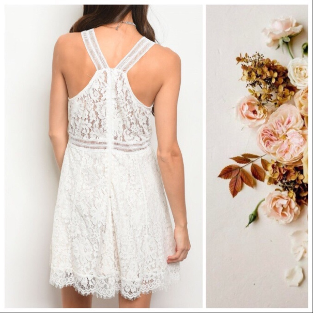Antique Lace Wedding Mini Dress - Picture 3 of 8
